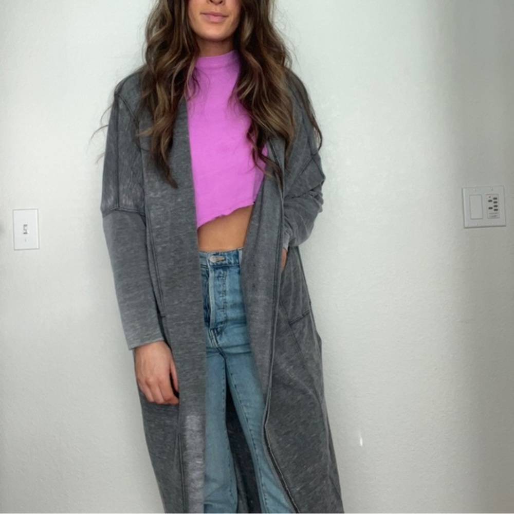 Free People Gray Duster Cardigan